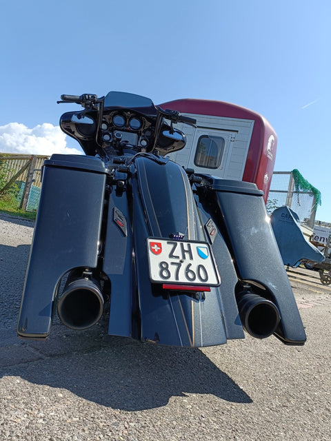 Magnus gestreckte Satteltaschen ohne Deckel für Harley Davidson Touring Modelle 1993-2013