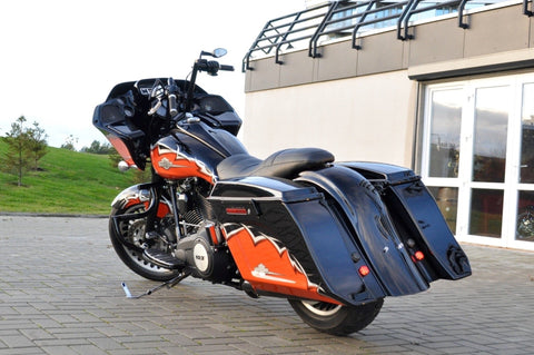 Flow Stretched Satteltaschen ohne Deckel für Harley Davidson Touring Modelle 1993 - 2013