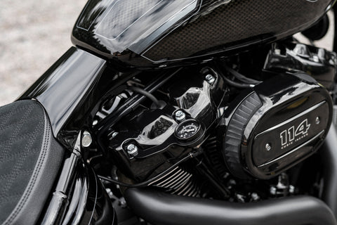 "Twin Cam" Rocker Box montiertes SCHWARZES Luftfederungs-Druckanzeige-Kit