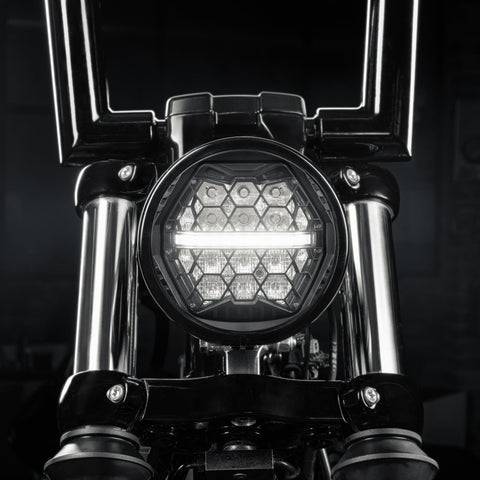 5 3/4" Honeycomb LED Headlight ECE Approved for Harley Softail FXBB/FXBR/FXLRS