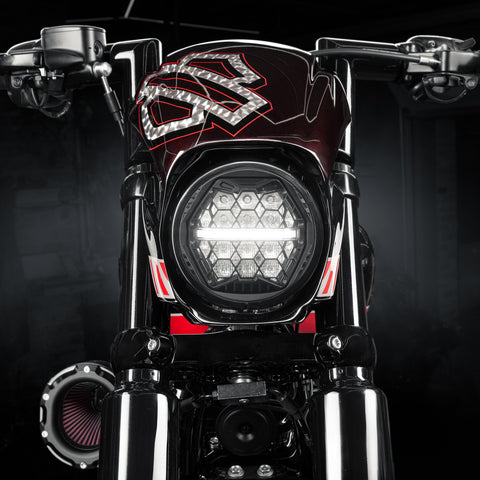 5 3/4" Honeycomb LED Headlight ECE Approved for Harley Softail FXBB/FXBR/FXLRS